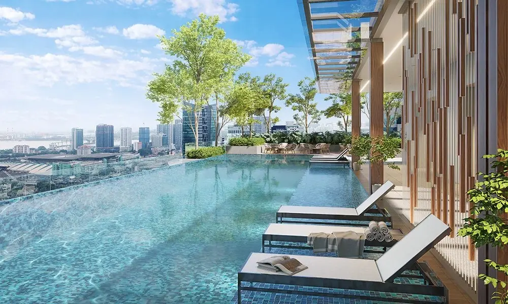 Artist's impression of the Aethera Residences rooftop pool