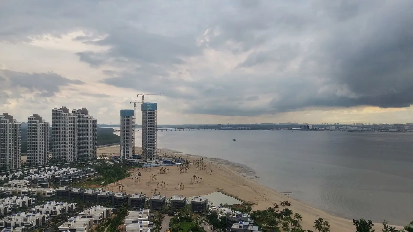 Forest City towers and beach in Johor