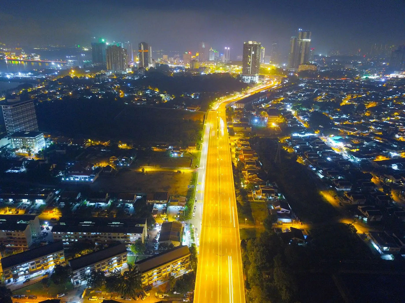 Johor Bahru high-rise towers at night